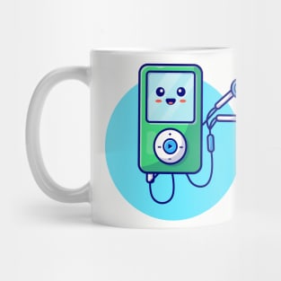 Cute Ipod With Earphone Cartoon Vector Icon Illustration Mug